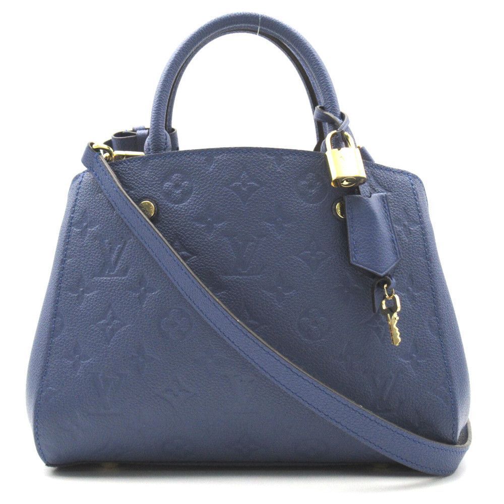 Montaigne BB 2-Way  Embossed Leather Monogram Implant Blue